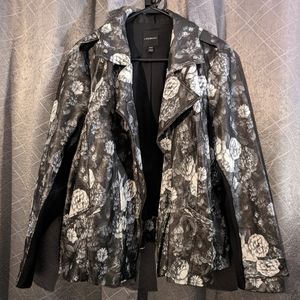 Lane Bryant Floral Faux Leather Jacket